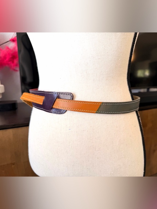 Colorblock Leather Waist Belt main image 8